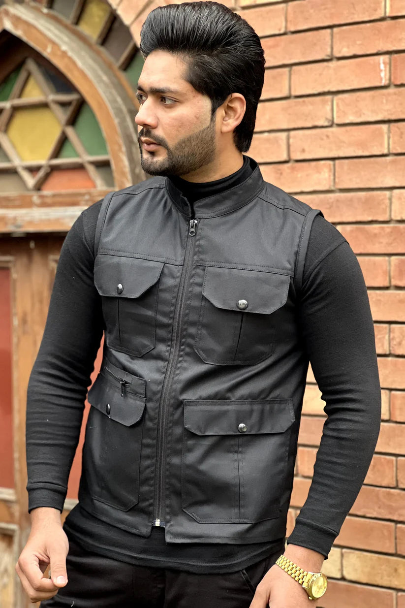 Black Men's Summer Cotton Jeans Jacket for Casual Wear