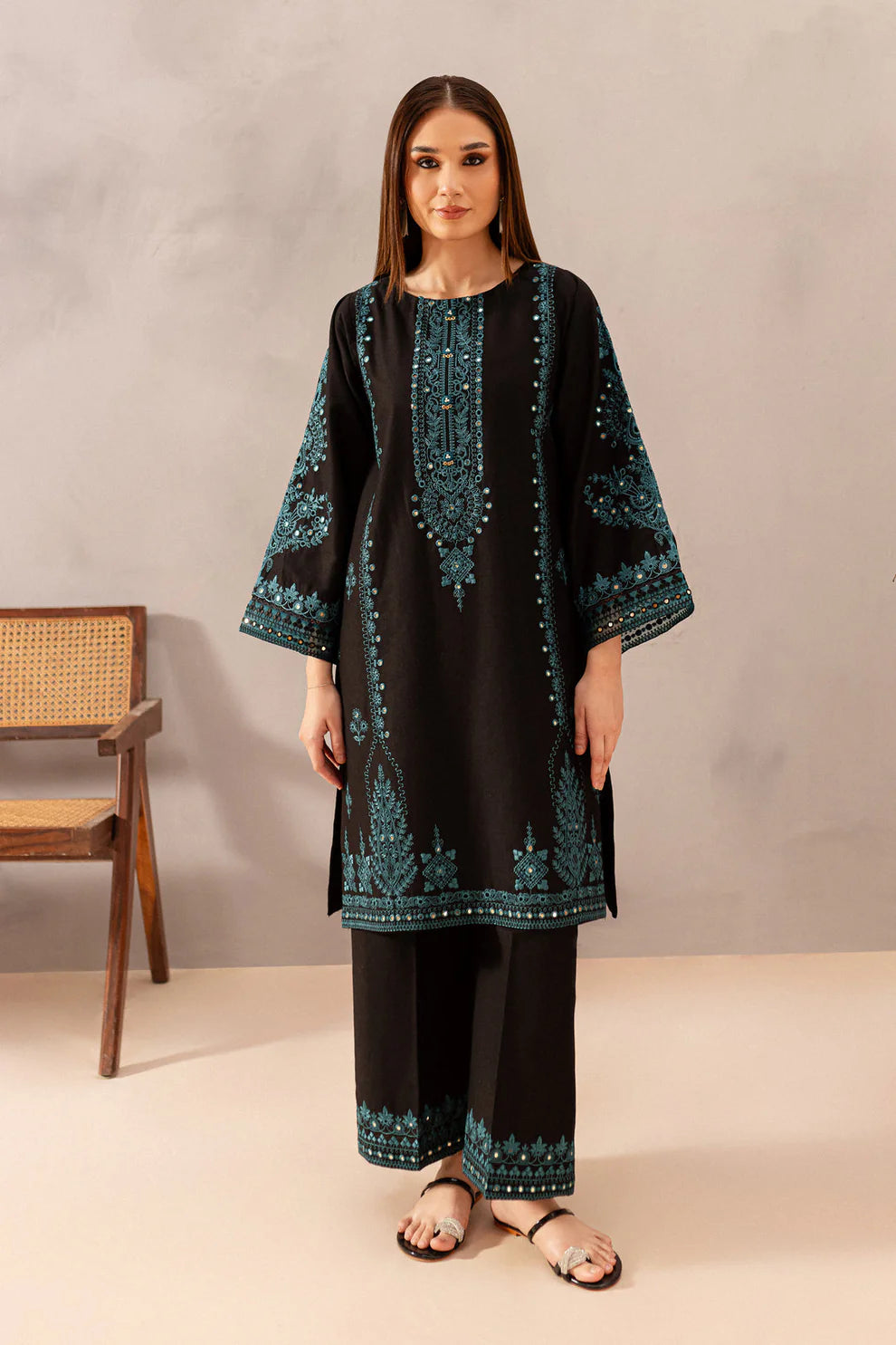 BATIK-2PC SEQUIN LAWN EMBROIDERED SHIRT WITH SEQUIN LAWN EMBROIDERED TROUSER-BIC-3462