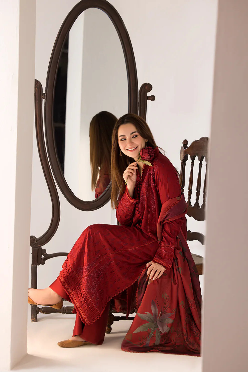 SOBIA NAZIR- 3PC LAWN EMBROIDERED SHIRT WITH MONARK PRINTED DUPATTA AND TROUSER-BIC-3614