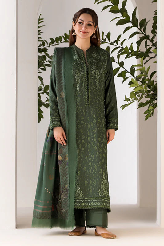 SOBIA NAZIR- 3PC DHANAK EMBROIDERED SHIRT WITH WOOL PRINT SHAWL AND TROUSER-BIC-3356