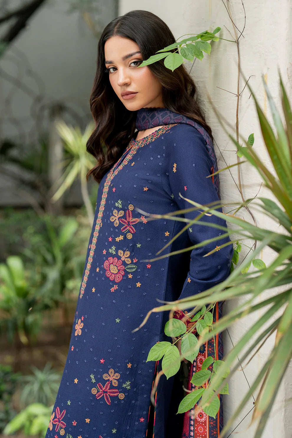 JAZMIN-3PC LAWN EMBROIDRED SHIRT WITH MONARK PRINT DUPATTA AND TROUSER-BIC-3561