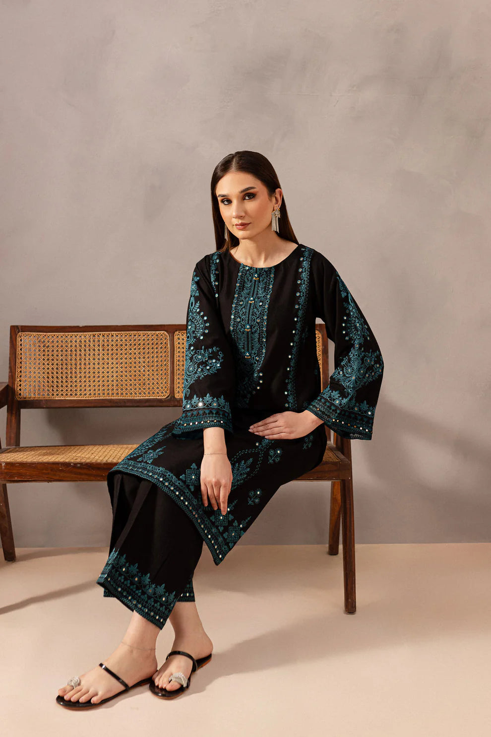 BATIK-2PC SEQUIN LAWN EMBROIDERED SHIRT WITH SEQUIN LAWN EMBROIDERED TROUSER-BIC-3462