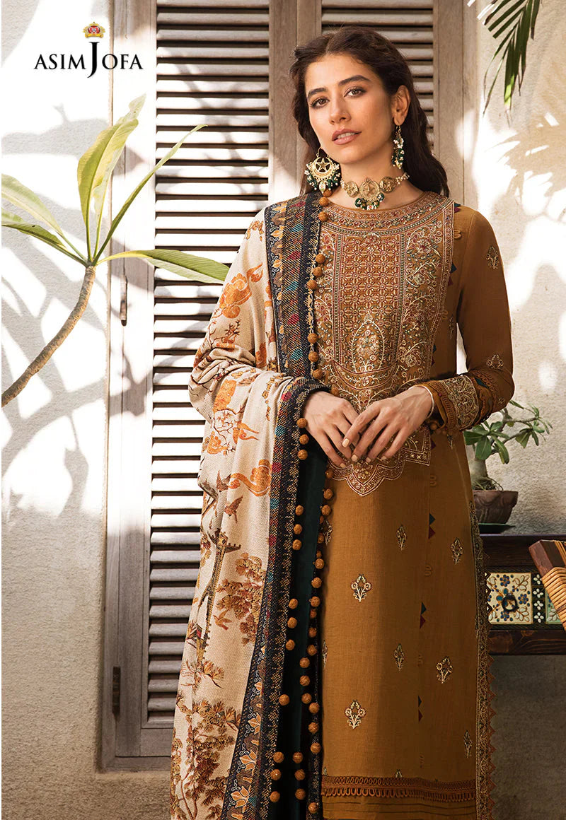 ASIM JOFA-3PC LAWN EMBROIDERED WITH MONARK PTINT DUPATTA & TROUSR-BIC-3537