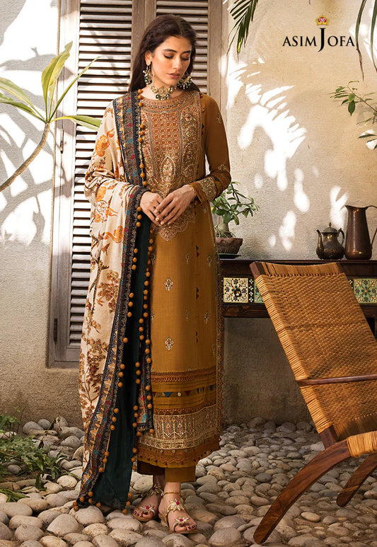 ASIM JOFA-3PC LAWN EMBROIDERED WITH MONARK PTINT DUPATTA & TROUSR-BIC-3537