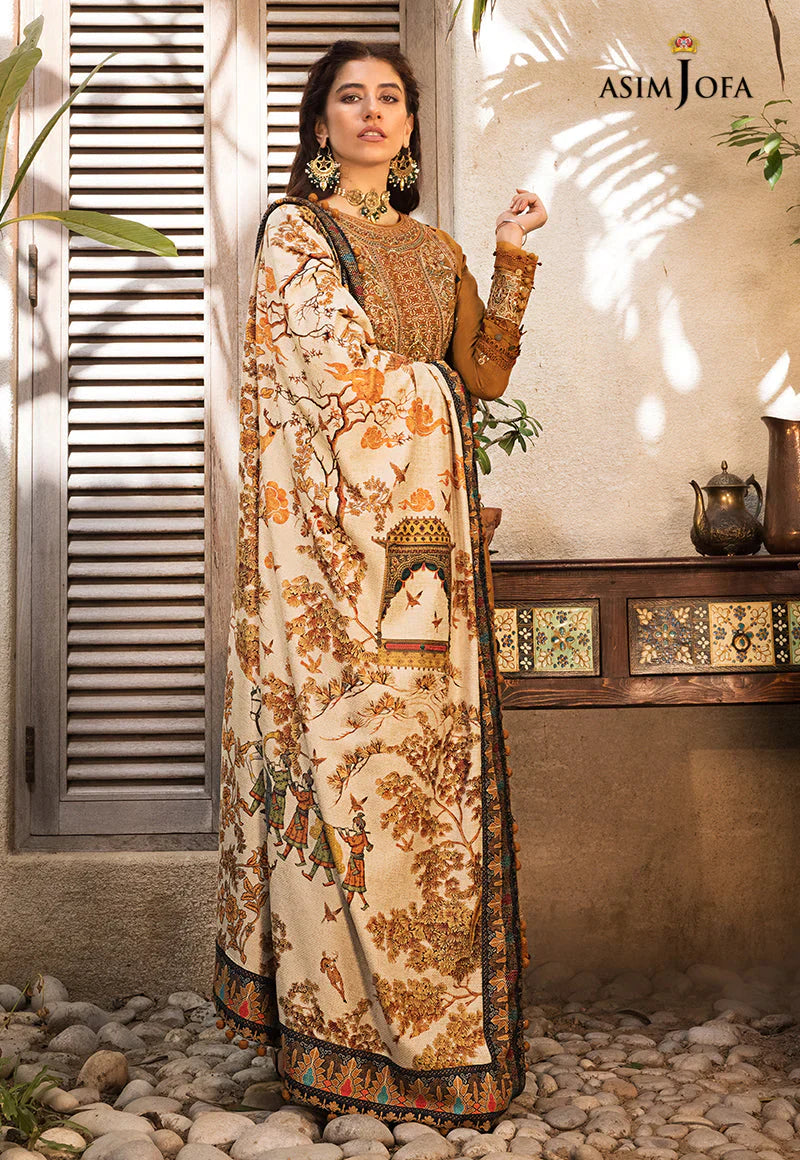 ASIM JOFA-3PC LAWN EMBROIDERED WITH MONARK PTINT DUPATTA & TROUSR-BIC-3537