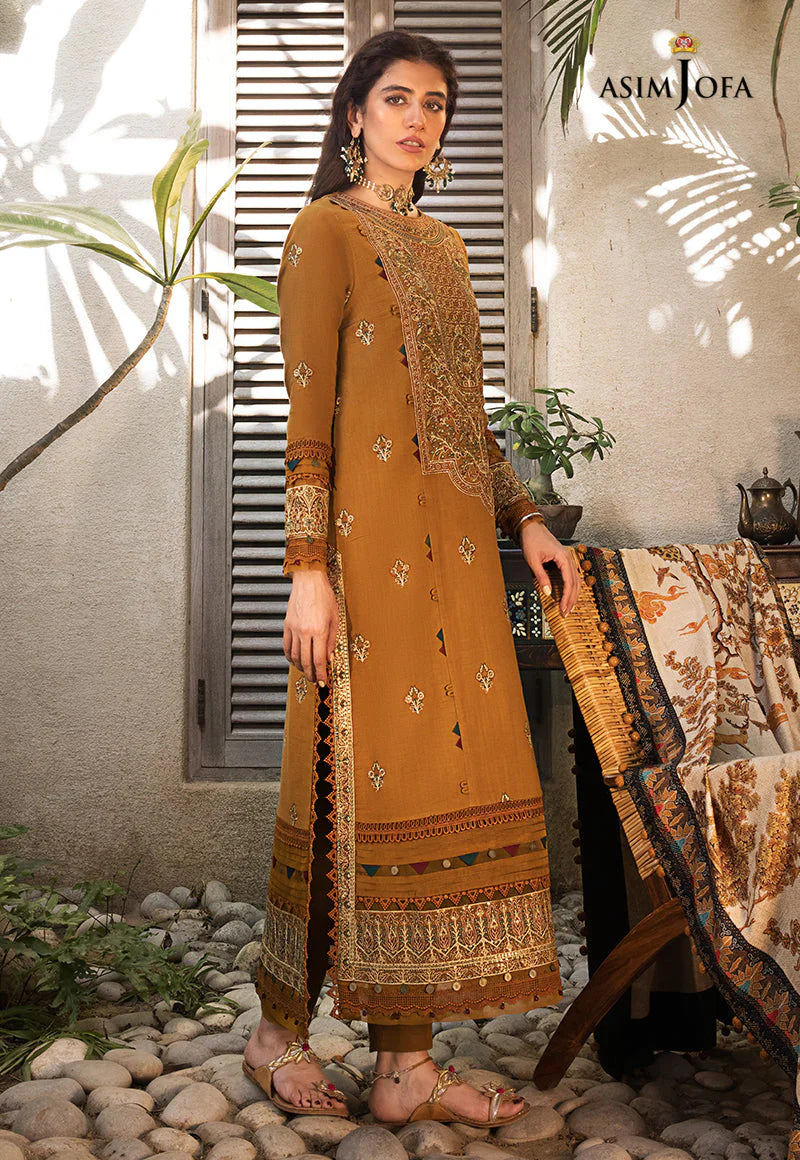 ASIM JOFA-3PC LAWN EMBROIDERED WITH MONARK PTINT DUPATTA & TROUSR-BIC-3537