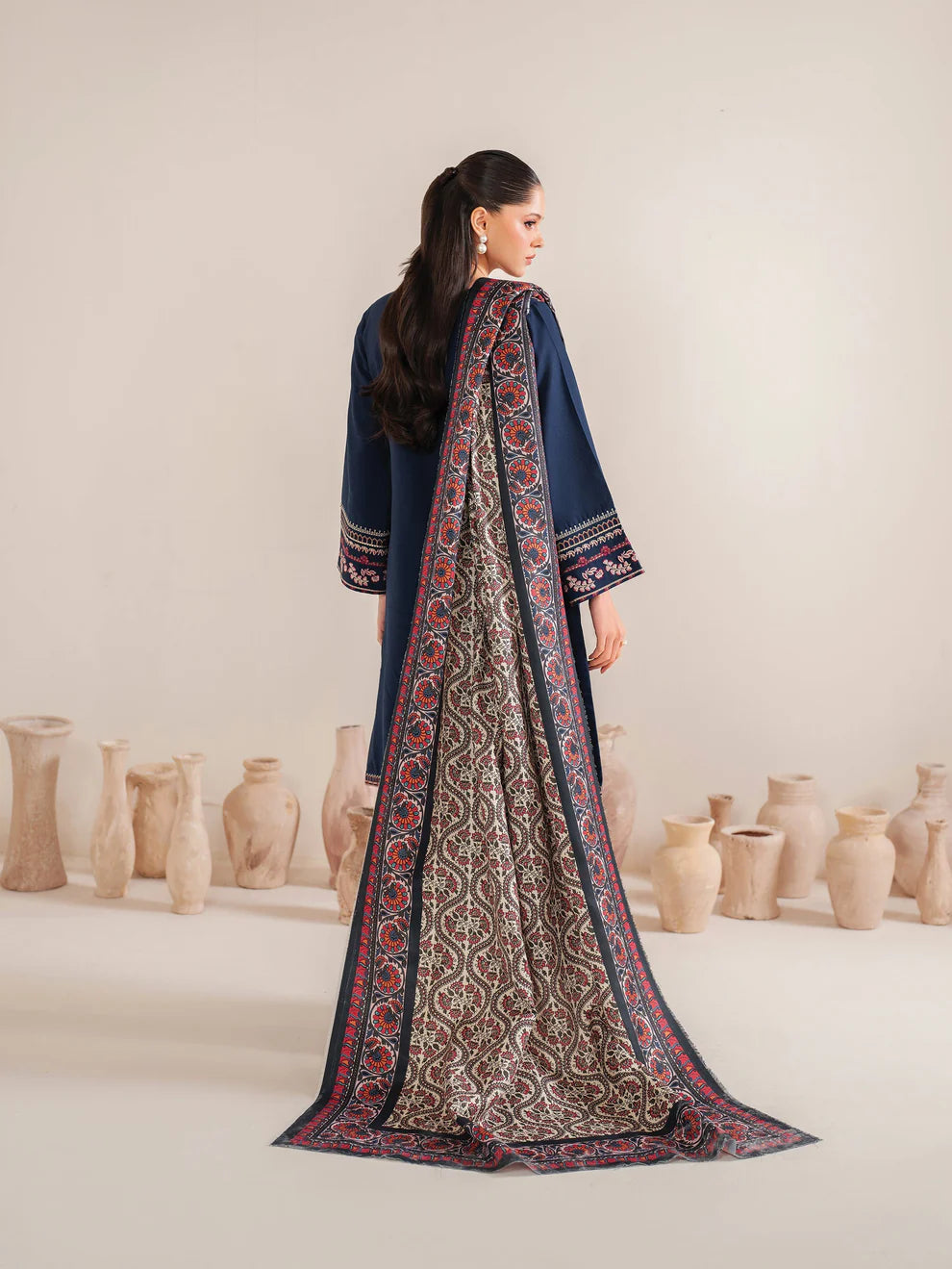 GARNET-3PC LAWN EMBROIDERED SHIRT WITH MONARK PRINT DUPATTA & LAWN TROUSER-3540