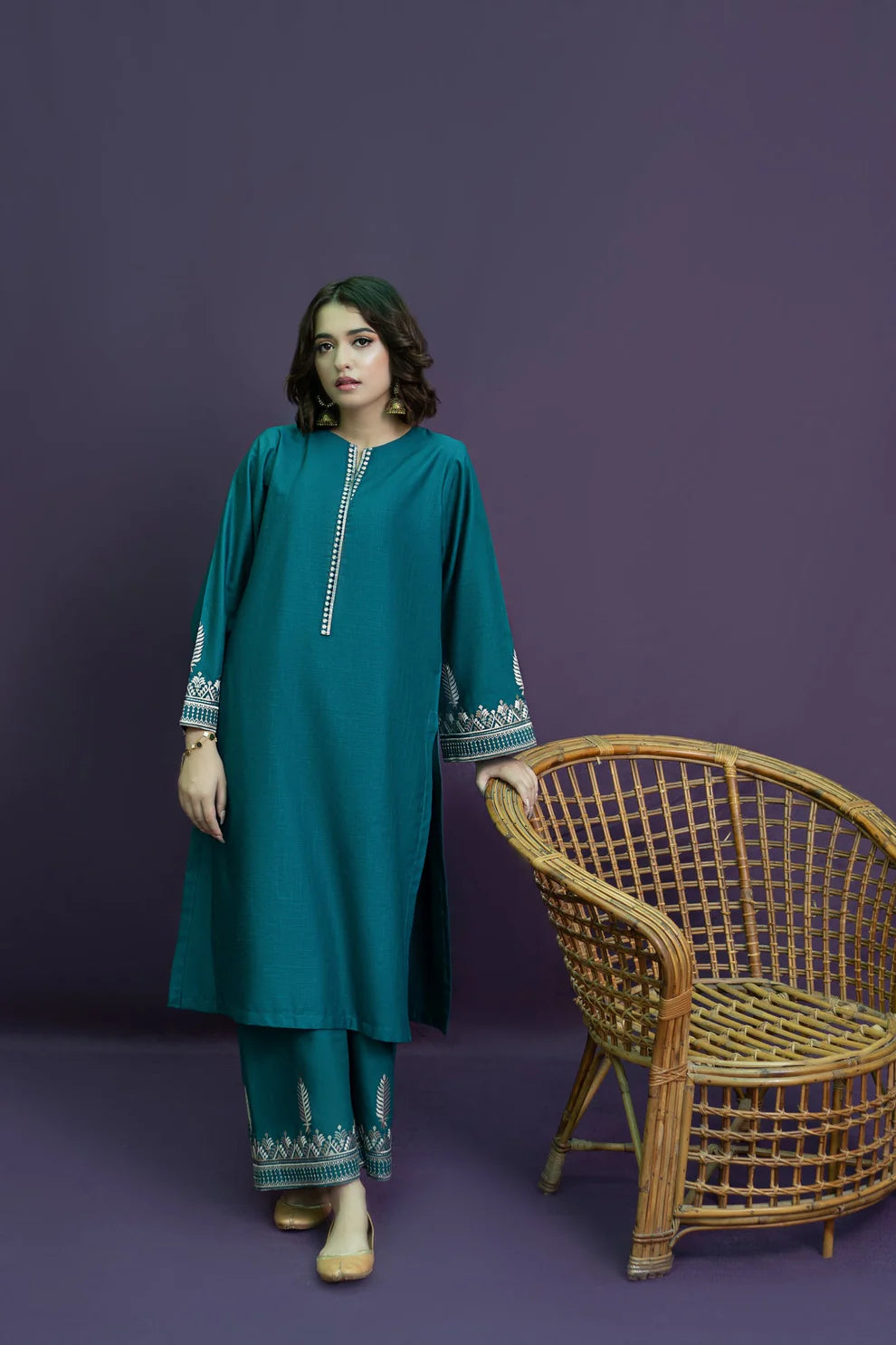 URGE-2PC LAWN EMBROIDRED SHIRT WITH AND EMBROIDRED TROUSER-BIC-3460