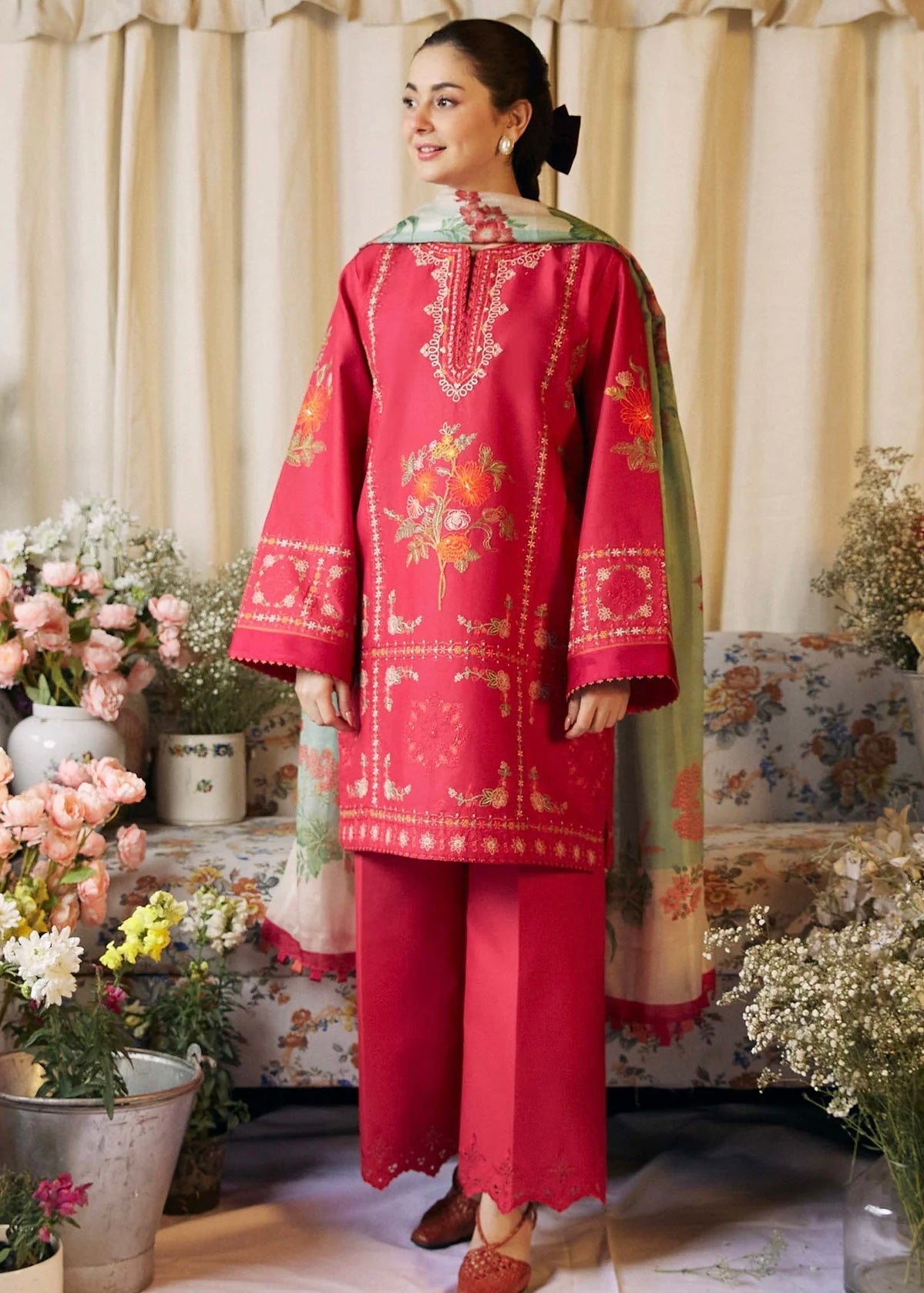 Rice Pink Embroidered 3PC ZB-4047