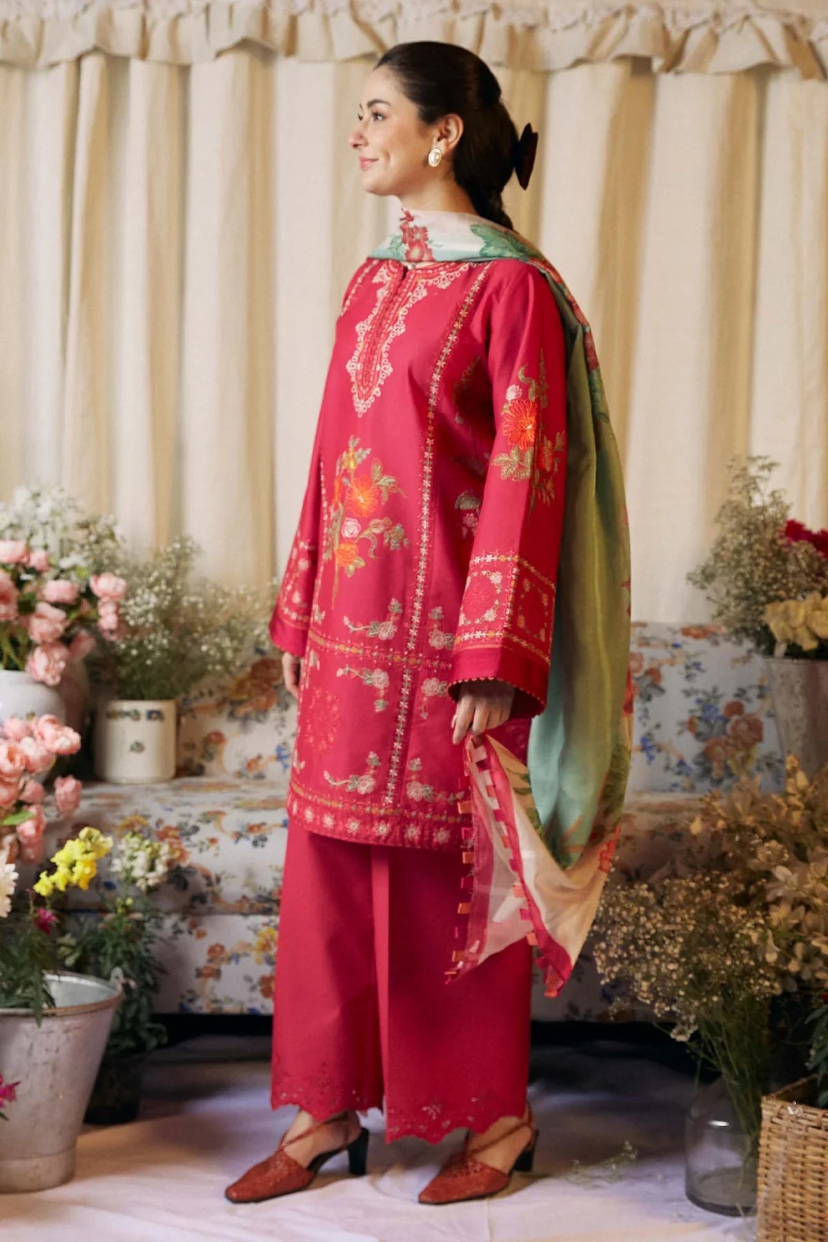 Rice Pink Embroidered 3PC ZB-4047