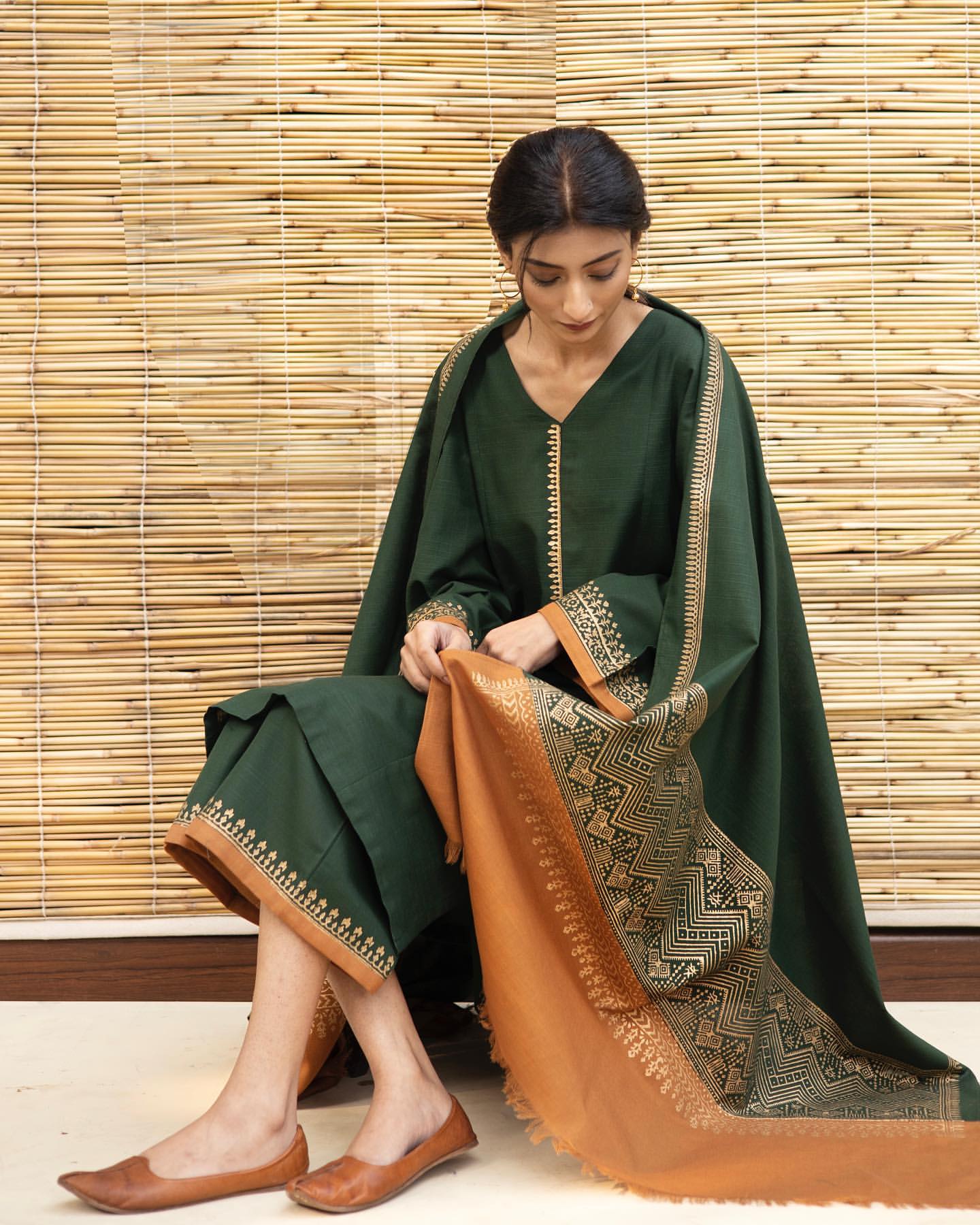 Dark Green  Dhanak 3Pc ZB-289