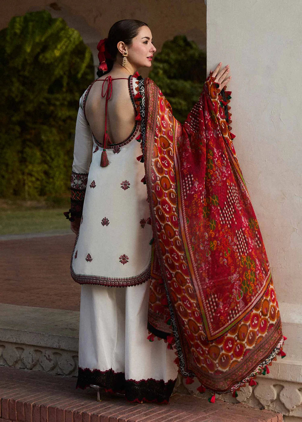 HUSSAIN REHAR- 3PC LAWN EMBROIDERED SHIRT WITH MONARK PRINT DUPATTA & TROUSER-BIC-3602