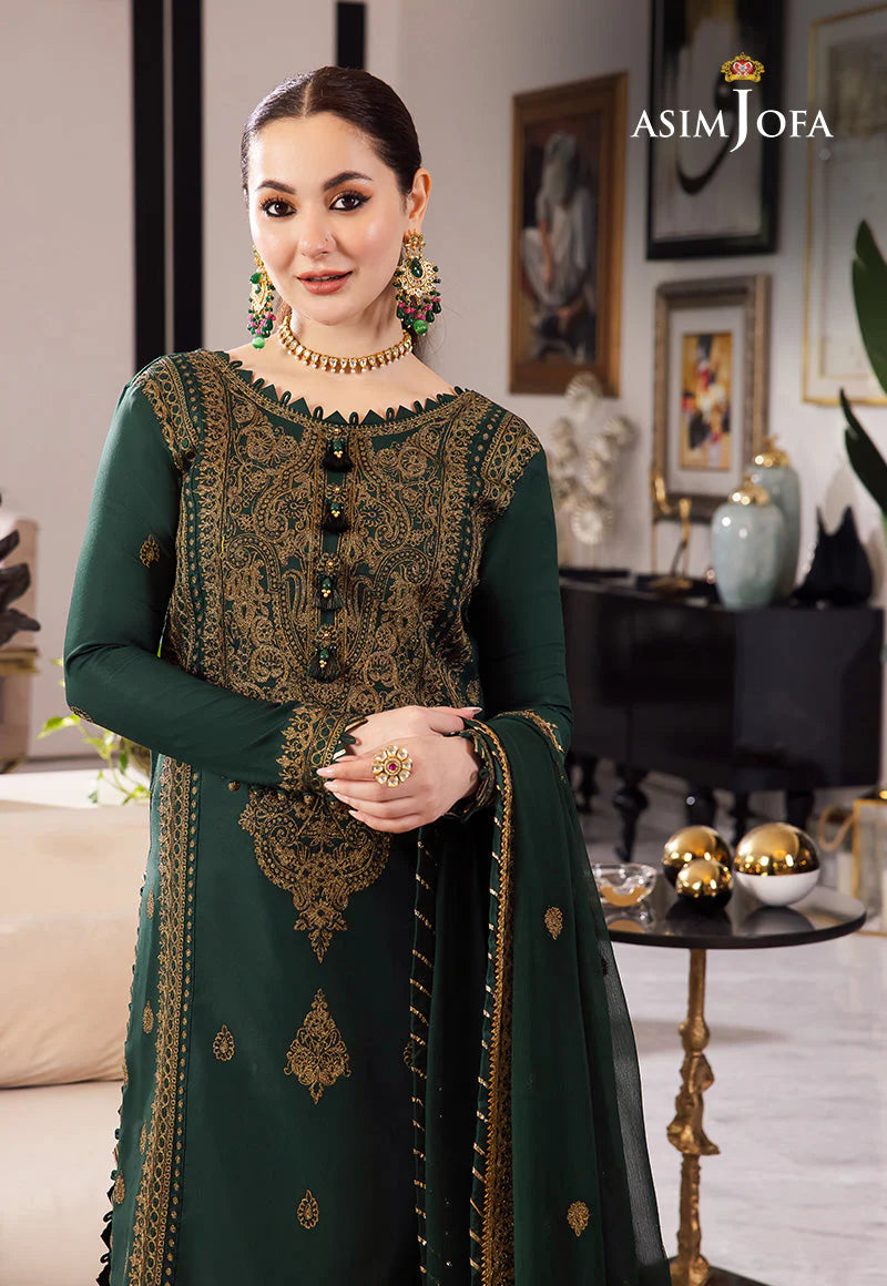 ASIM JOFA-3PC LAWN EMBROIDRED SHIRT WITH CHIFFON EMBROIDRED DUPATTA AND TROUSER-BIC-3609