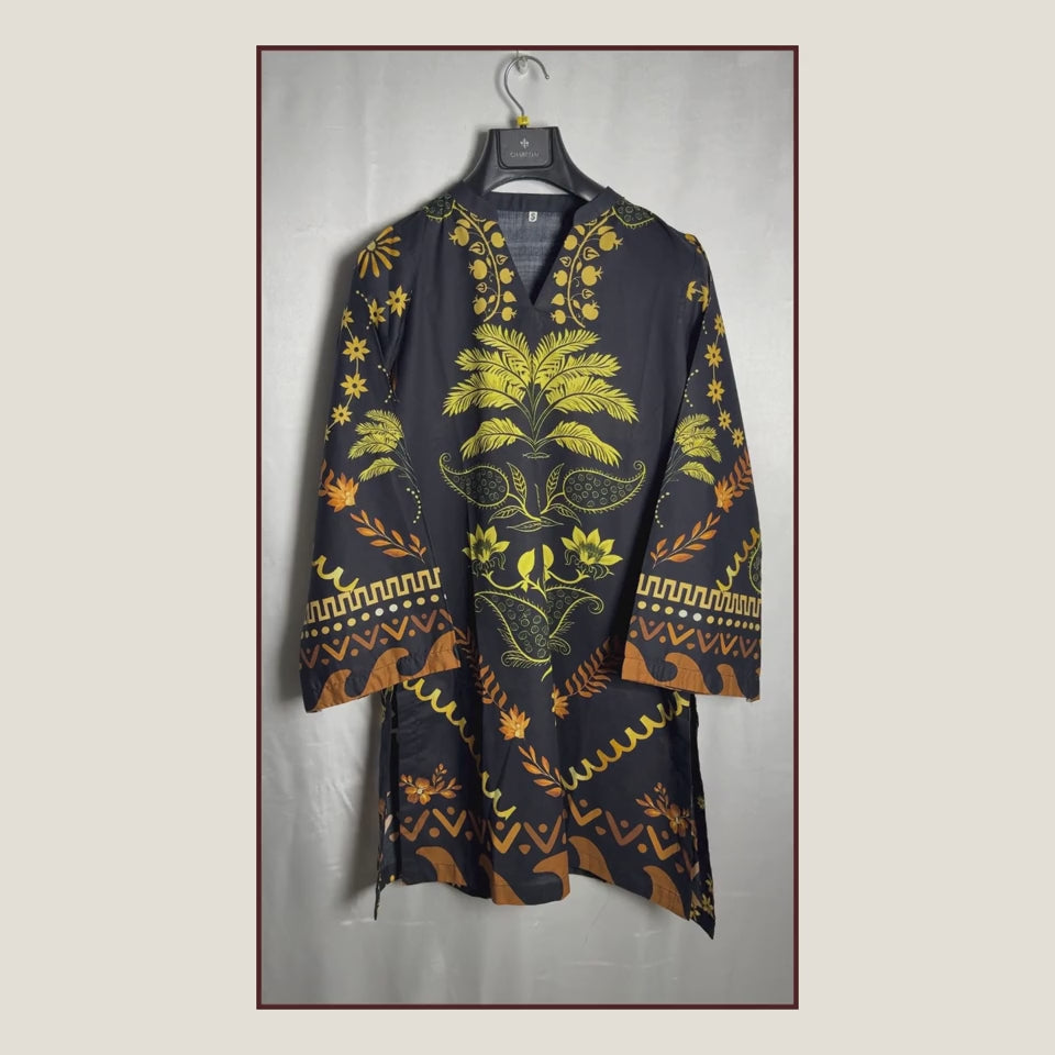 Black Floral Kurta